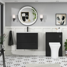 Royal Bathrooms Elmore 700mm Traditional Wall Hung 2 Drawer Bathroom Vanity Unit With Sintered Stone Basin - Matt Nocturne Black - thumbnail 4