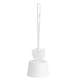 STAR SUPPLIES 1 X Deep Cleaning White Plastic Toilet Brush Set With Handle & Holder For Bathrooms & Washrooms - thumbnail 3