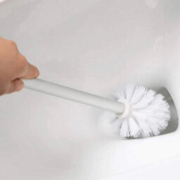 STAR SUPPLIES 1 X Deep Cleaning White Plastic Toilet Brush Set With Handle & Holder For Bathrooms & Washrooms - thumbnail 2