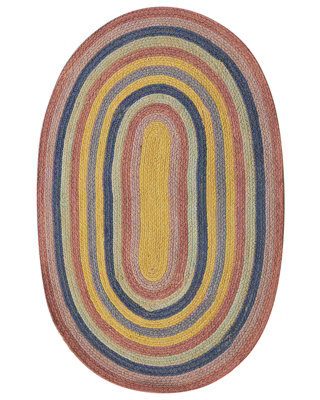 Beliani Kids Handwoven Jute Rug 70 X 100 Cm Oval Multicolour - Boho Flat-Woven. - image 1