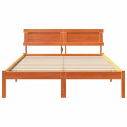 Berkfield Modern Bed Frame With Led Headboard In Wax Brown, 120 X 190 Cm, Solid Pine Wood - thumbnail 5