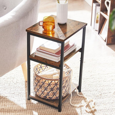 Songmics Sofa Side Table, 3-Tier End Table, Bedside Table, For Living Room, Bedroom, Home Office, Rustic Brown And Classic Black - image 1