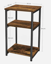 Songmics Sofa Side Table, 3-Tier End Table, Bedside Table, For Living Room, Bedroom, Home Office, Rustic Brown And Classic Black - thumbnail 2