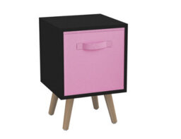 Urbn-Living Urbnliving 51Cm Height Black Wooden Cube Storage Bookcase Light Pink Inserts Scandinavian Pine Legs