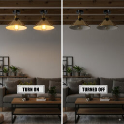 2 Pack Flush Mount Ceiling Lighting Metal E27 Base French Gold Cone Shade - thumbnail 6