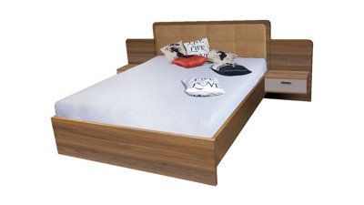 Arte Effect Bed In Columbian Walnut - H1010mm D2080mm W2750mm With Bedsides, Sleek And Organised