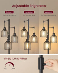 Ledrem Urbanlite Series 3 Way Floor Lamp Adjustable Dimming, Black Metal Shades, 3 E27 Led Bulbs Included, 176.5 Cm Tall - thumbnail 3