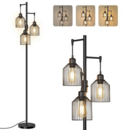 Ledrem Urbanlite Series 3 Way Floor Lamp Adjustable Dimming, Black Metal Shades, 3 E27 Led Bulbs Included, 176.5 Cm Tall - thumbnail 2