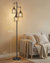 Ledrem Urbanlite Series 3 Way Floor Lamp Adjustable Dimming, Black Metal Shades, 3 E27 Led Bulbs Included, 176.5 Cm Tall - thumbnail 5