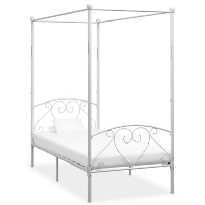 284426 Vidaxl Canopy Bed Frame Without Mattress White Metal 90X200 Cm - image 1
