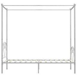 284426 Vidaxl Canopy Bed Frame Without Mattress White Metal 90X200 Cm - thumbnail 6