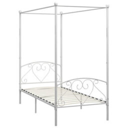 284426 Vidaxl Canopy Bed Frame Without Mattress White Metal 90X200 Cm - thumbnail 2
