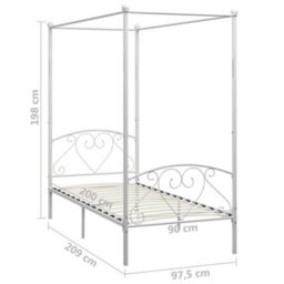284426 Vidaxl Canopy Bed Frame Without Mattress White Metal 90X200 Cm - thumbnail 5