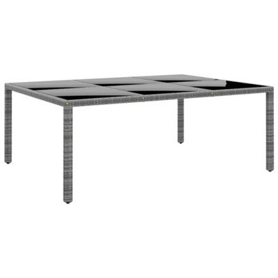 Berkfield Garden Table 200X150X75 Cm Tempered Glass And Poly Rattan Grey - image 1
