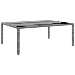 Berkfield Garden Table 200X150X75 Cm Tempered Glass And Poly Rattan Grey - thumbnail 1