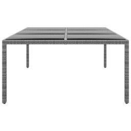 Berkfield Garden Table 200X150X75 Cm Tempered Glass And Poly Rattan Grey - thumbnail 3