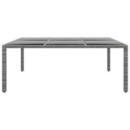 Berkfield Garden Table 200X150X75 Cm Tempered Glass And Poly Rattan Grey - thumbnail 2