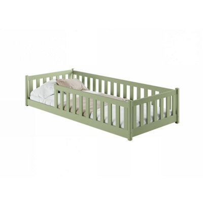 Arte Wooden Single Bed Bella Olive - Earthy Olive Low Bed With Universal Guardrail For Nature-Inspired Bedrooms - image 1
