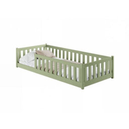 Arte Wooden Single Bed Bella Olive - Earthy Olive Low Bed With Universal Guardrail For Nature-Inspired Bedrooms - thumbnail 1