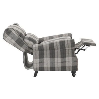 High Wing Back Armchair Tartan Fabric Chair Fireside Seat Living Room - image 1