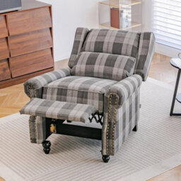 High Wing Back Armchair Tartan Fabric Chair Fireside Seat Living Room - thumbnail 3