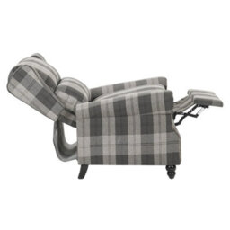 High Wing Back Armchair Tartan Fabric Chair Fireside Seat Living Room - thumbnail 1