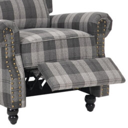 High Wing Back Armchair Tartan Fabric Chair Fireside Seat Living Room - thumbnail 6