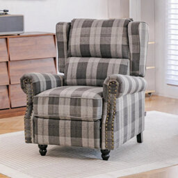 High Wing Back Armchair Tartan Fabric Chair Fireside Seat Living Room - thumbnail 5