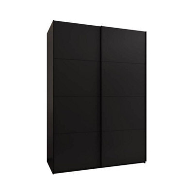 Arte Trosa I Black Sliding Door Wardrobe W1800mm H2450mm D640mm With Black Steel Handles - image 1