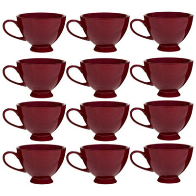 Dibor Set Of 12 Montmartre Large Malbec Red Ceramic Tea Cups Coffee Mugs H9.7Cm X Dia13.5Cm - image 1