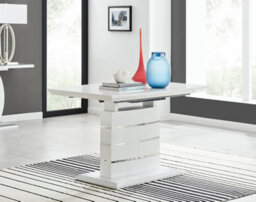 Furniturebox Renato 120Cm High Gloss Extending Dining Table And 4 Mustard Lorenzo Chairs - thumbnail 2