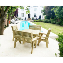 Marlborough Heavy Duty Table And Chair Set - 1 Square Table - 2 Chairs - 2X 2 Seater Benches - 6 Seater - thumbnail 1