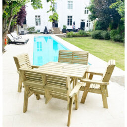 Marlborough Heavy Duty Table And Chair Set - 1 Square Table - 2 Chairs - 2X 2 Seater Benches - 6 Seater - thumbnail 3