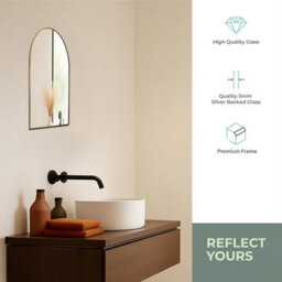 Mood Premium Arch Bathroom Mirror Gold Framed Wall Mounted, Arched Frame Modern & Stylish (50Cm X 40Cm) - thumbnail 3