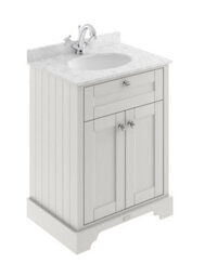 Hudson Reed Floor Standing 2 Door Traditional Vanity Unit With 1 Tap Hole Grey Marble Top & Basin, Timeless Sand, 620 X 470 mm