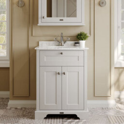 Hudson Reed Floor Standing 2 Door Traditional Vanity Unit With 1 Tap Hole Grey Marble Top & Basin, Timeless Sand, 620 X 470 mm - thumbnail 2