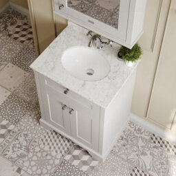 Hudson Reed Floor Standing 2 Door Traditional Vanity Unit With 1 Tap Hole Grey Marble Top & Basin, Timeless Sand, 620 X 470 mm - thumbnail 3