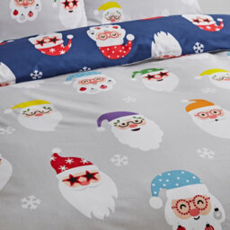 Catherine Lansfield Christmas Santa Spec-Tacular Grey Duvet Cover Set Double Bedding Set - thumbnail 5
