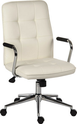 Teknik Piano Executive Chair In White Bonded Leather With Gas Lift Seat Height Adjustment And Tilt - image 1