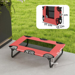 Pawhut Raised Dog Bed With Breathable Mesh For S & M Dogs, Red - thumbnail 3