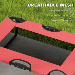 Pawhut Raised Dog Bed With Breathable Mesh For S & M Dogs, Red - thumbnail 7