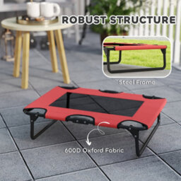 Pawhut Raised Dog Bed With Breathable Mesh For S & M Dogs, Red - thumbnail 5