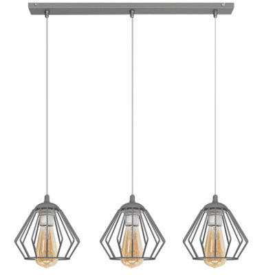 Luminosa Lighting Luminosa Agat Straight Bar Pendant Ceiling Light Grey 65Cm