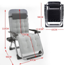 Birchtree Zero Gravity Chairs Sun Recliner Lounger With Cushion Foldable Chair Patio Garden Grey - thumbnail 7