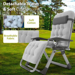 Birchtree Zero Gravity Chairs Sun Recliner Lounger With Cushion Foldable Chair Patio Garden Grey - thumbnail 3