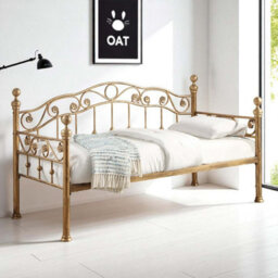 OAT Home Mayfair Antique Brass Effect Single French Metal Day Bed Frame & Guest Trundle - thumbnail 4