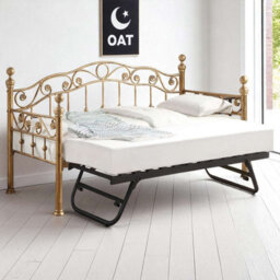OAT Home Mayfair Antique Brass Effect Single French Metal Day Bed Frame & Guest Trundle - thumbnail 2