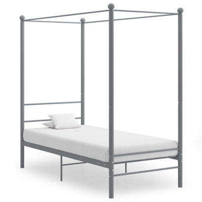 Vidaxl Canopy Bed Frame Without Mattress Grey Metal 90X200 Cm - image 1