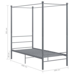 Vidaxl Canopy Bed Frame Without Mattress Grey Metal 90X200 Cm - thumbnail 8