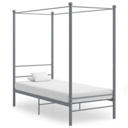 Vidaxl Canopy Bed Frame Without Mattress Grey Metal 90X200 Cm - thumbnail 1